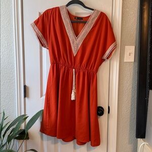 Elegant Red V-Neck Dress